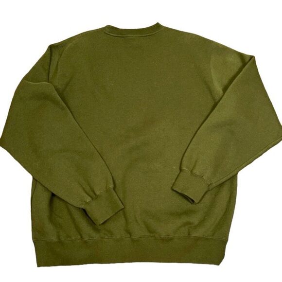 Stussy Y2K Vintage Logo Sweatshirt Crewneck Olive Green Metallic Gold Mens Large - Picture 7 of 12